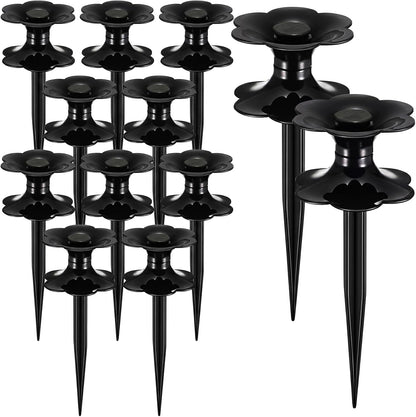12 Packs 9.84 Inch Garden Hose Guide Stakes, Flower Shaped Plastic Spike Stand Holder with Stake, Heavy Duty Spin Top, Keeps Garden Hose out of Flower Beds, for Plant Protection (Green)
