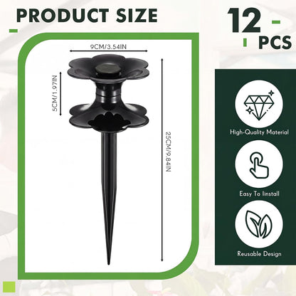 12 Packs 9.84 Inch Garden Hose Guide Stakes, Flower Shaped Plastic Spike Stand Holder with Stake, Heavy Duty Spin Top, Keeps Garden Hose out of Flower Beds, for Plant Protection (Green)