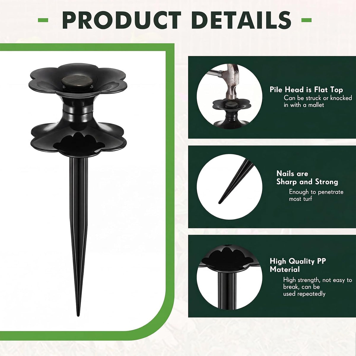 12 Packs 9.84 Inch Garden Hose Guide Stakes, Flower Shaped Plastic Spike Stand Holder with Stake, Heavy Duty Spin Top, Keeps Garden Hose out of Flower Beds, for Plant Protection (Green)