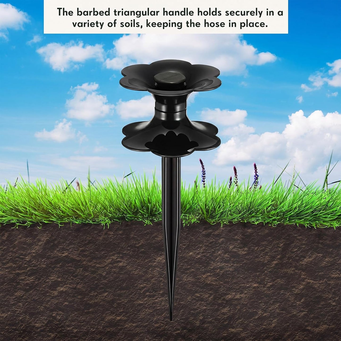 12 Packs 9.84 Inch Garden Hose Guide Stakes, Flower Shaped Plastic Spike Stand Holder with Stake, Heavy Duty Spin Top, Keeps Garden Hose out of Flower Beds, for Plant Protection (Green)