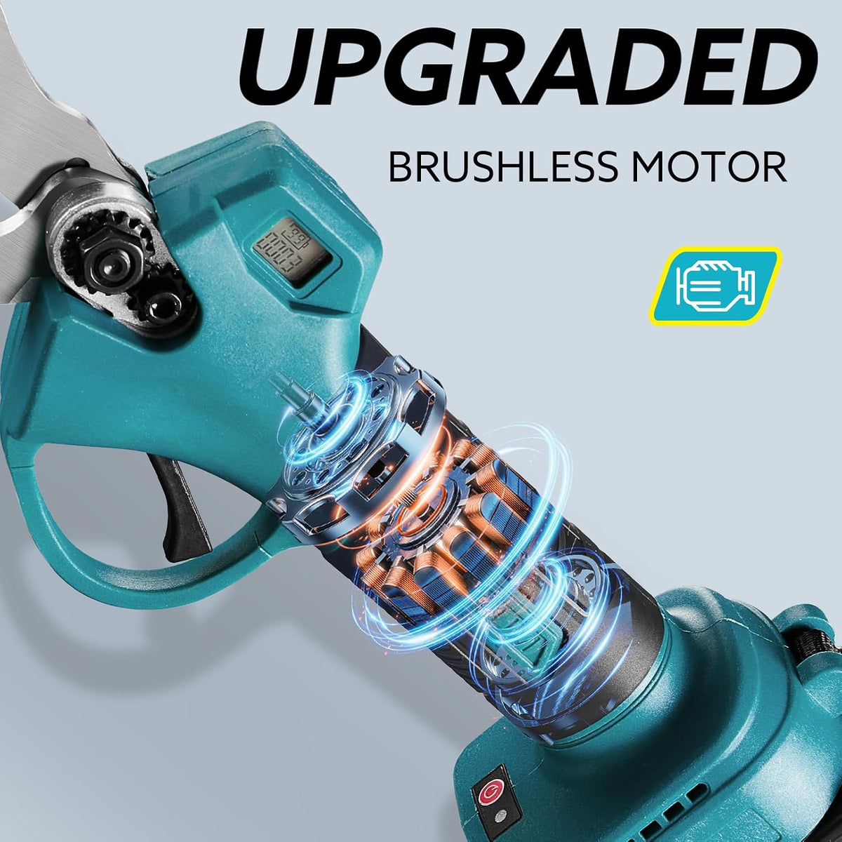 Electric Pruning Shears Cordless Brushless - Professional Battery Powered Pink Pruner, 2 Batteries & Replaceable Blades, Toolbox for Efficient Garden & Landscape Maintenance
