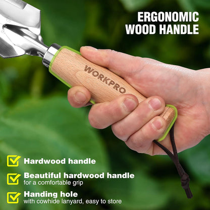 Garden Trowel with Wood Handle, Stainless Steel Narrow Hand Shovel