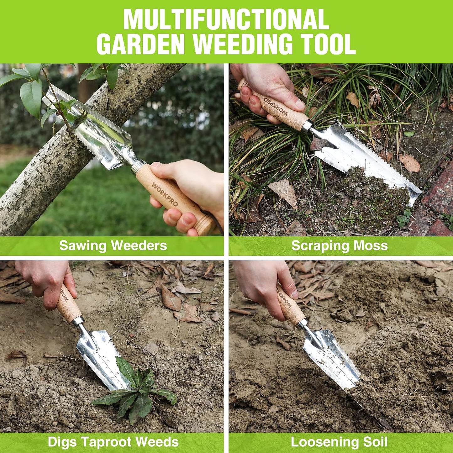 Garden Trowel with Wood Handle, Stainless Steel Narrow Hand Shovel
