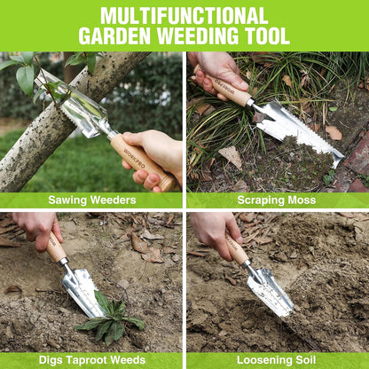 Garden Trowel with Wood Handle, Stainless Steel Narrow Hand Shovel