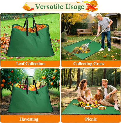 Leaf Bag for Collecting Leaves, 600D Oxford Cloth Collapsible Reusable Garden Yard Waste Tarp Container with Padded Handle 2 in 1 Leaf Collector Storage Bags Heavy Duty Leaf Tarp, 48" x 72"