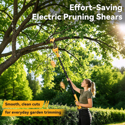 4-in-1 Pole Saw & Electric Pruning Shears, 1.4" Cutting Diameter Cordless Pruner, 6 Inch Chainsaw for Tree Trimming, 9.5ft Max Extension Pole, 2 x 4.0Ah Batteries, Battery Powered Pole Saw for Garden