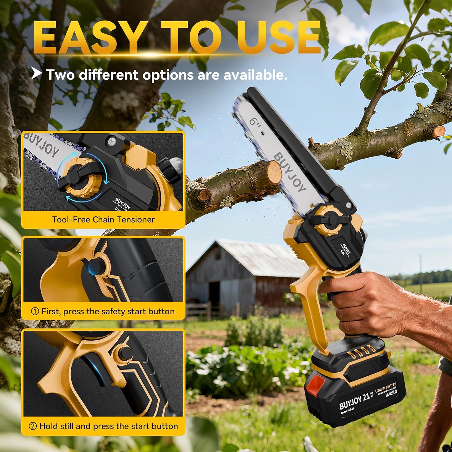 4-in-1 Pole Saw & Electric Pruning Shears, 1.4" Cutting Diameter Cordless Pruner, 6 Inch Chainsaw for Tree Trimming, 9.5ft Max Extension Pole, 2 x 4.0Ah Batteries, Battery Powered Pole Saw for Garden