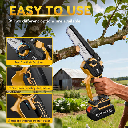 4-in-1 Pole Saw & Electric Pruning Shears, 1.4" Cutting Diameter Cordless Pruner, 6 Inch Chainsaw for Tree Trimming, 9.5ft Max Extension Pole, 2 x 4.0Ah Batteries, Battery Powered Pole Saw for Garden