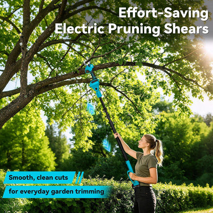 4-in-1 Pole Saw & Electric Pruning Shears, 1.4" Cutting Diameter Cordless Pruner, 6 Inch Chainsaw for Tree Trimming, 9.5ft Max Extension Pole, 2 x 4.0Ah Batteries, Battery Powered Pole Saw for Garden