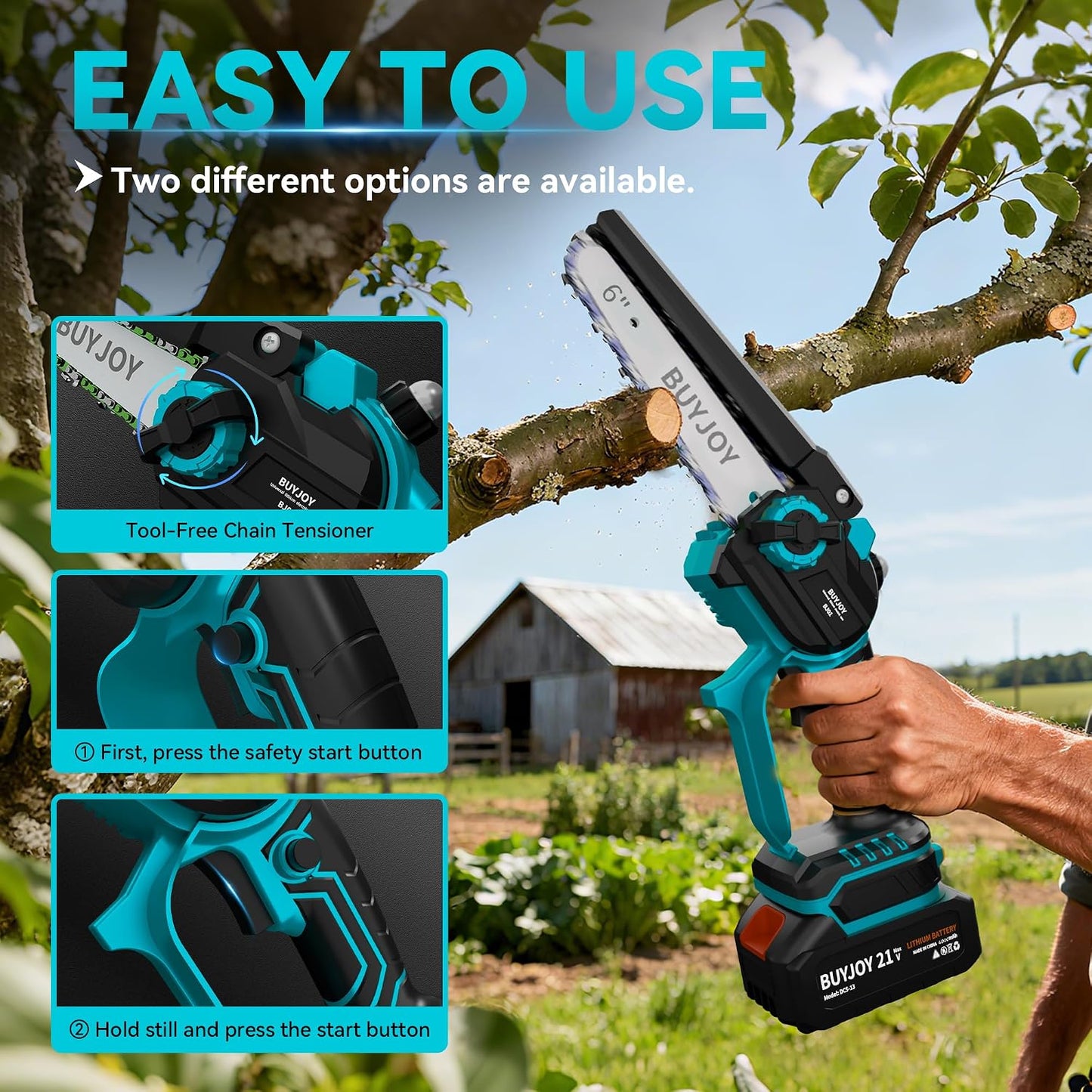 4-in-1 Pole Saw & Electric Pruning Shears, 1.4" Cutting Diameter Cordless Pruner, 6 Inch Chainsaw for Tree Trimming, 9.5ft Max Extension Pole, 2 x 4.0Ah Batteries, Battery Powered Pole Saw for Garden
