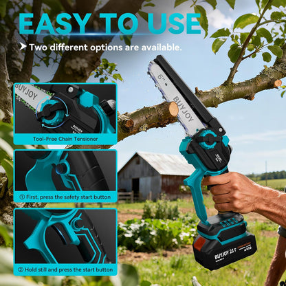 4-in-1 Pole Saw & Electric Pruning Shears, 1.4" Cutting Diameter Cordless Pruner, 6 Inch Chainsaw for Tree Trimming, 9.5ft Max Extension Pole, 2 x 4.0Ah Batteries, Battery Powered Pole Saw for Garden