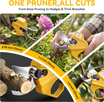 4-in-1 Pole Saw & Electric Pruning Shears, 1.4" Cutting Diameter Cordless Pruner, 6 Inch Chainsaw for Tree Trimming, 9.5ft Max Extension Pole, 2 x 4.0Ah Batteries, Battery Powered Pole Saw for Garden