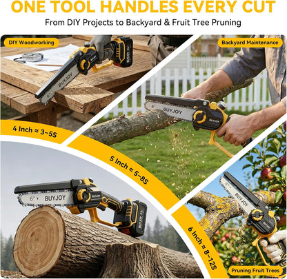 4-in-1 Pole Saw & Electric Pruning Shears, 1.4" Cutting Diameter Cordless Pruner, 6 Inch Chainsaw for Tree Trimming, 9.5ft Max Extension Pole, 2 x 4.0Ah Batteries, Battery Powered Pole Saw for Garden