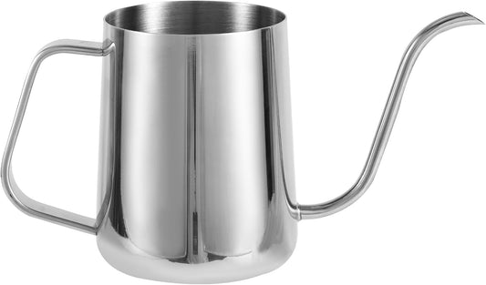 Small Plant Watering Can, 20oz Mini Stainless Steel Watering Pot with Long Curved Spout for House Plants Bonsai Succulents Flowers Garden Accessories (Steel Color)