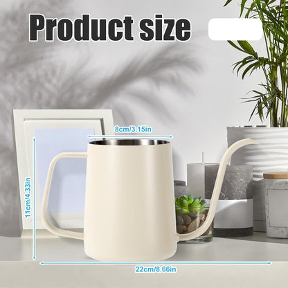 Small Plant Watering Can, 20oz Mini Stainless Steel Watering Pot with Long Curved Spout for House Plants Bonsai Succulents Flowers Garden Accessories (Steel Color)
