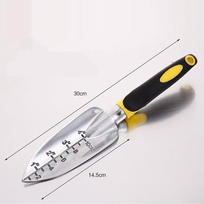 Garden Tool Set, 3 Pack Aluminum Heavy Duty, Hand Trowel, Transplant Trowel, Cultivator Hand Rake, Yellow, Manual, Soft Rubberized Non-Slip Ergonomic Handle