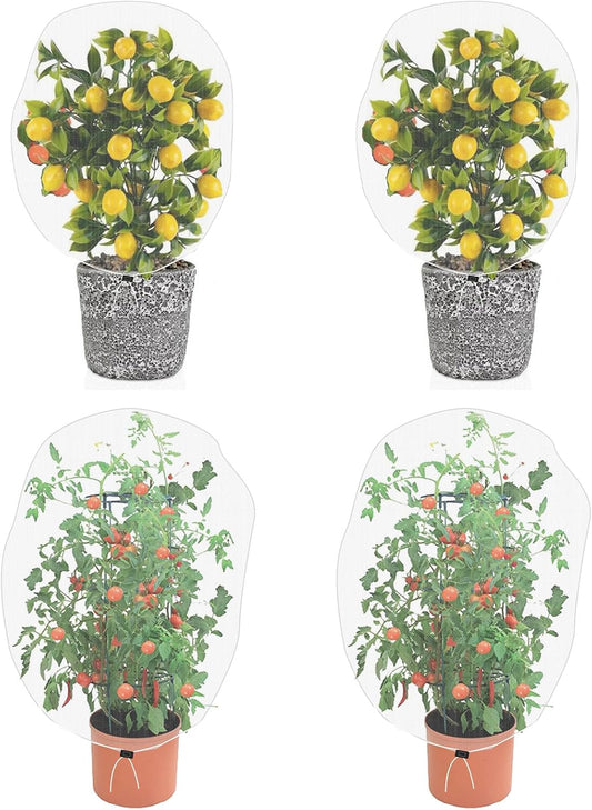 Garden Mesh Netting for Plants, 4 Pack Insect Bird Barrier Netting Mesh with Drawstring, 3.3x4.9 FT Garden Bug Netting Plant Cover for Protect Fruit Tree Vegetable Flowe