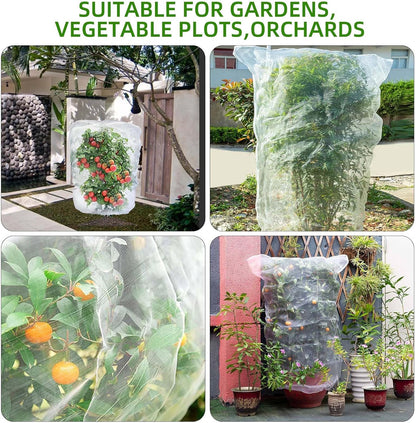 Garden Mesh Netting for Plants, 4 Pack Insect Bird Barrier Netting Mesh with Drawstring, 3.3x4.9 FT Garden Bug Netting Plant Cover for Protect Fruit Tree Vegetable Flowe