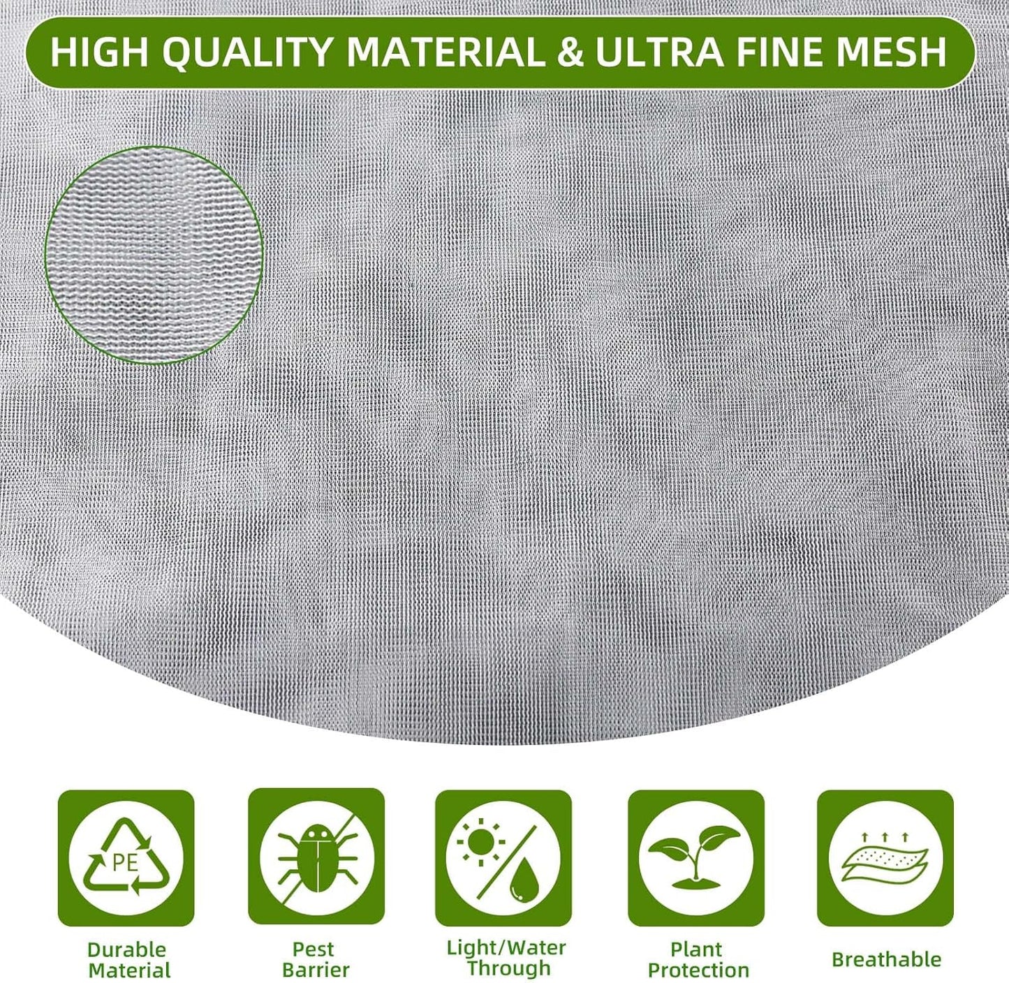 Garden Mesh Netting for Plants, 4 Pack Insect Bird Barrier Netting Mesh with Drawstring, 3.3x4.9 FT Garden Bug Netting Plant Cover for Protect Fruit Tree Vegetable Flowe