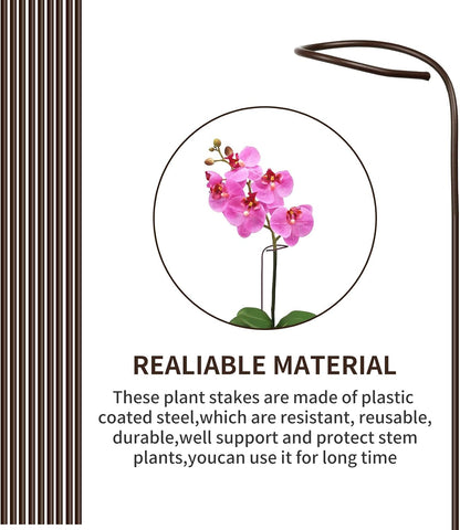 10Pcs Plant Support Stakes with 15Pcs Plant Clips, 16inch Plant Sticks