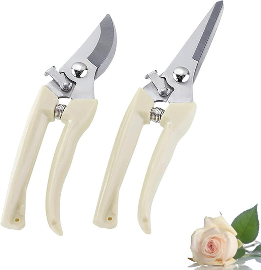Flower Scissors Set, 2 Pack Premium Thickened Stainless Steel Floral Shears, Strong Pruner for Flowers, Branches and Leaves, Upgrade