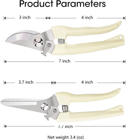 Flower Scissors Set, 2 Pack Premium Thickened Stainless Steel Floral Shears, Strong Pruner for Flowers, Branches and Leaves, Upgrade
