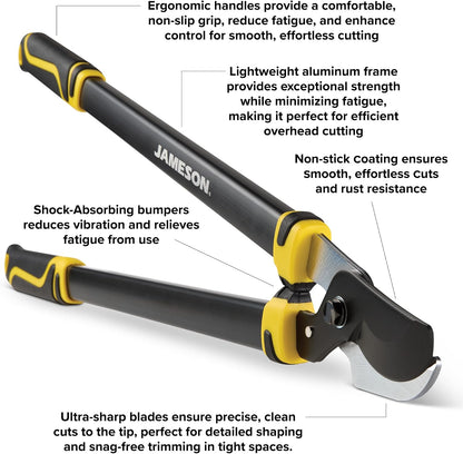 Heavy-Duty 29″ Bypass Lopper | 1-3/4″ Cutting Capacity | Non-Stick Blade | Aluminum Frame | Ergonomic Grips | Gardening & Landscaping Tool