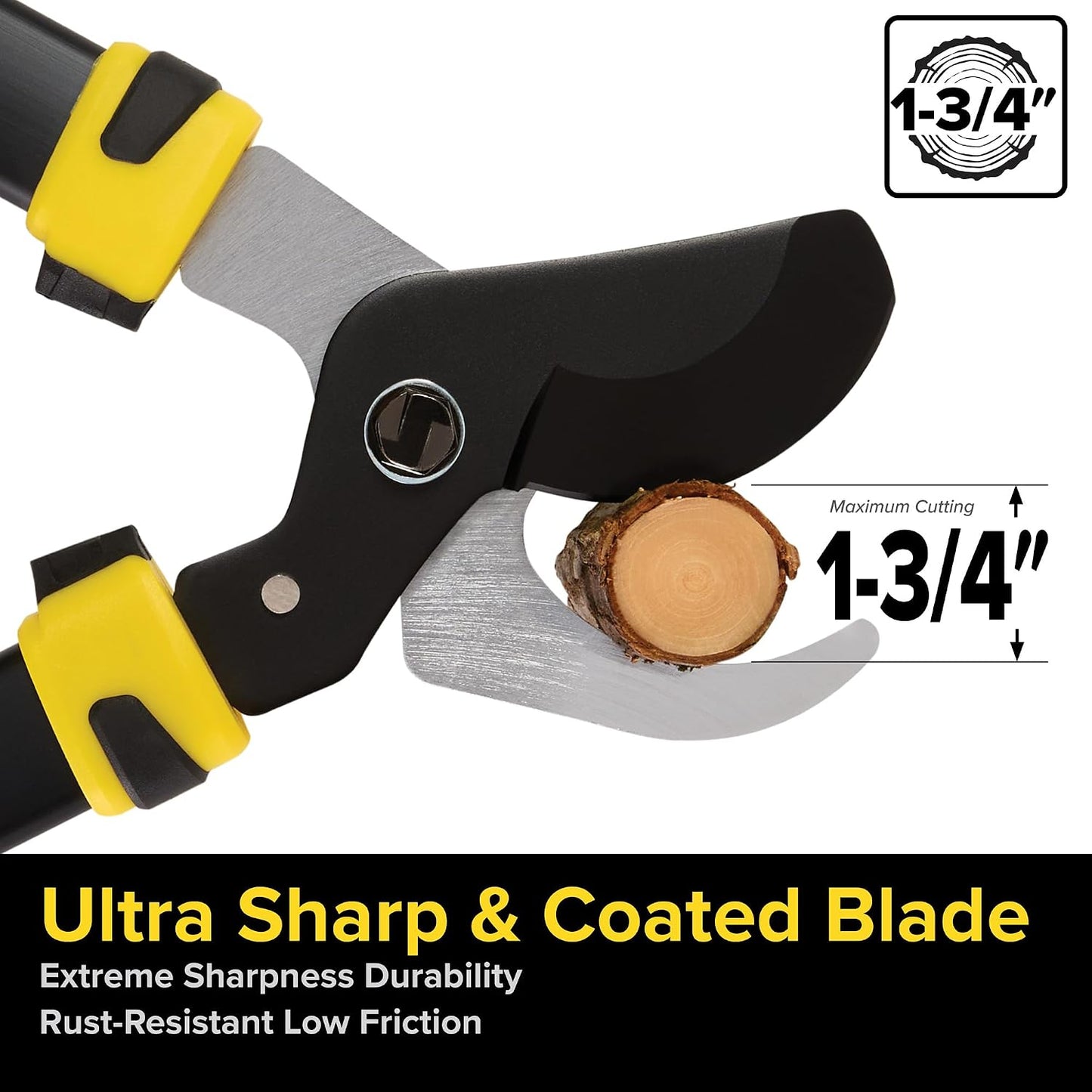 Heavy-Duty 29″ Bypass Lopper | 1-3/4″ Cutting Capacity | Non-Stick Blade | Aluminum Frame | Ergonomic Grips | Gardening & Landscaping Tool