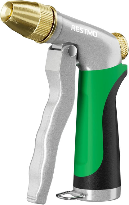 Metal Water Hose Nozzle, High Pressure Garden Sprayer, Green