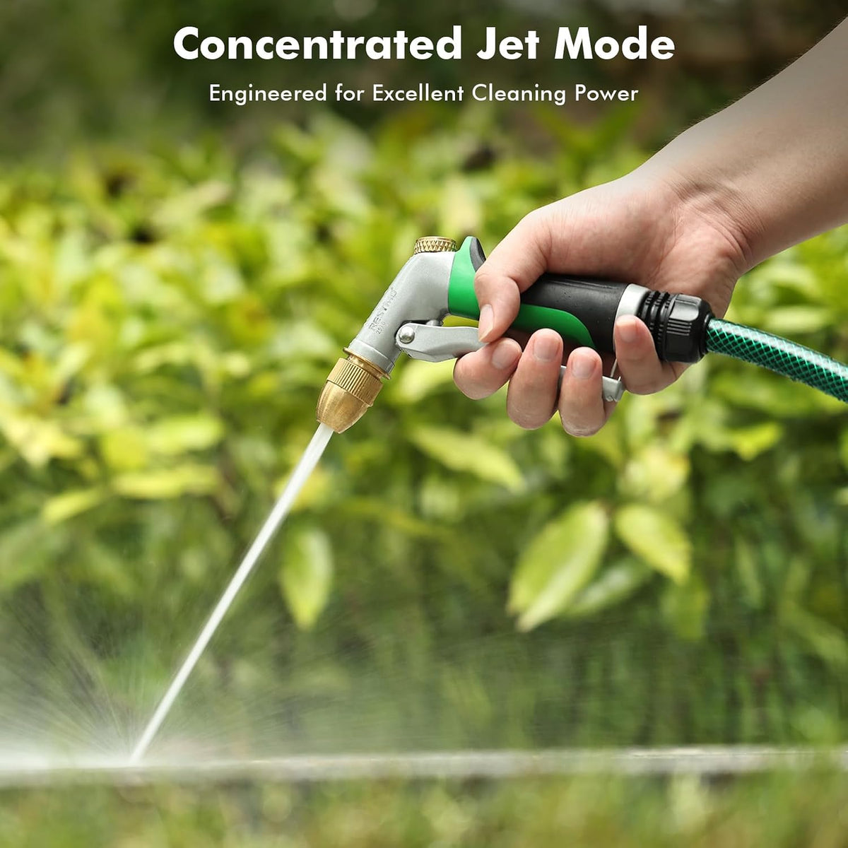Metal Water Hose Nozzle, High Pressure Garden Sprayer, Green