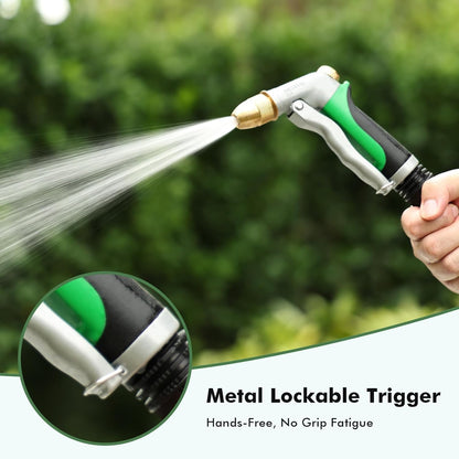 Metal Water Hose Nozzle, High Pressure Garden Sprayer, Green