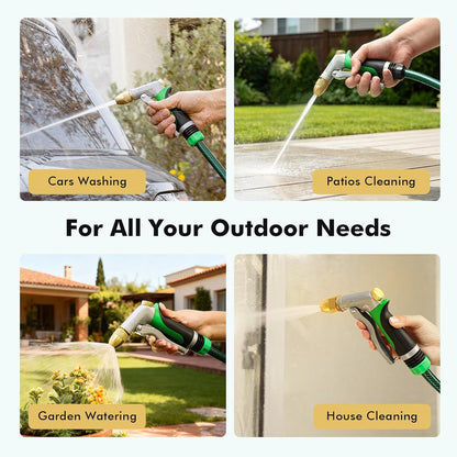 Metal Water Hose Nozzle, High Pressure Garden Sprayer, Green