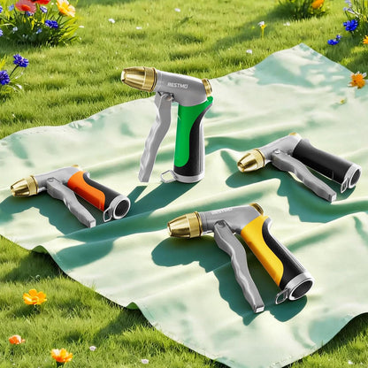 Metal Water Hose Nozzle, High Pressure Garden Sprayer, Green