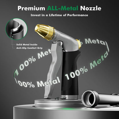 Metal Water Hose Nozzle, High Pressure Garden Sprayer, Green