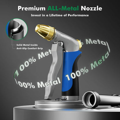 Metal Water Hose Nozzle, High Pressure Garden Sprayer, Green