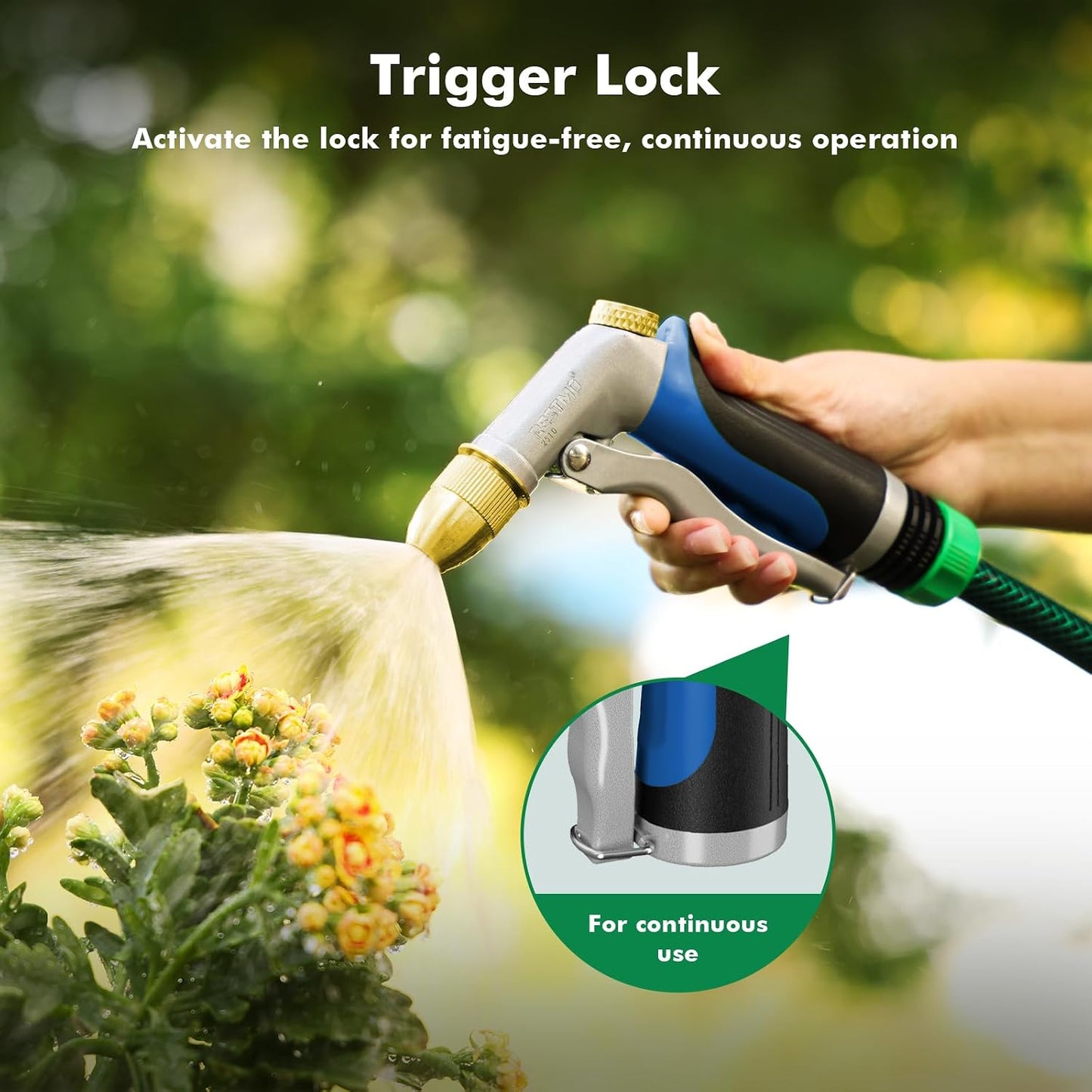Metal Water Hose Nozzle, High Pressure Garden Sprayer, Green