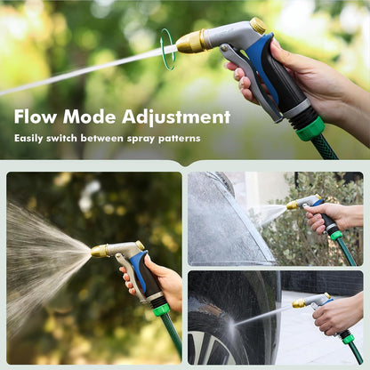 Metal Water Hose Nozzle, High Pressure Garden Sprayer, Green