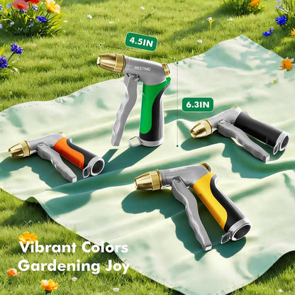 Metal Water Hose Nozzle, High Pressure Garden Sprayer, Green