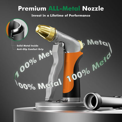 Metal Water Hose Nozzle, High Pressure Garden Sprayer, Green