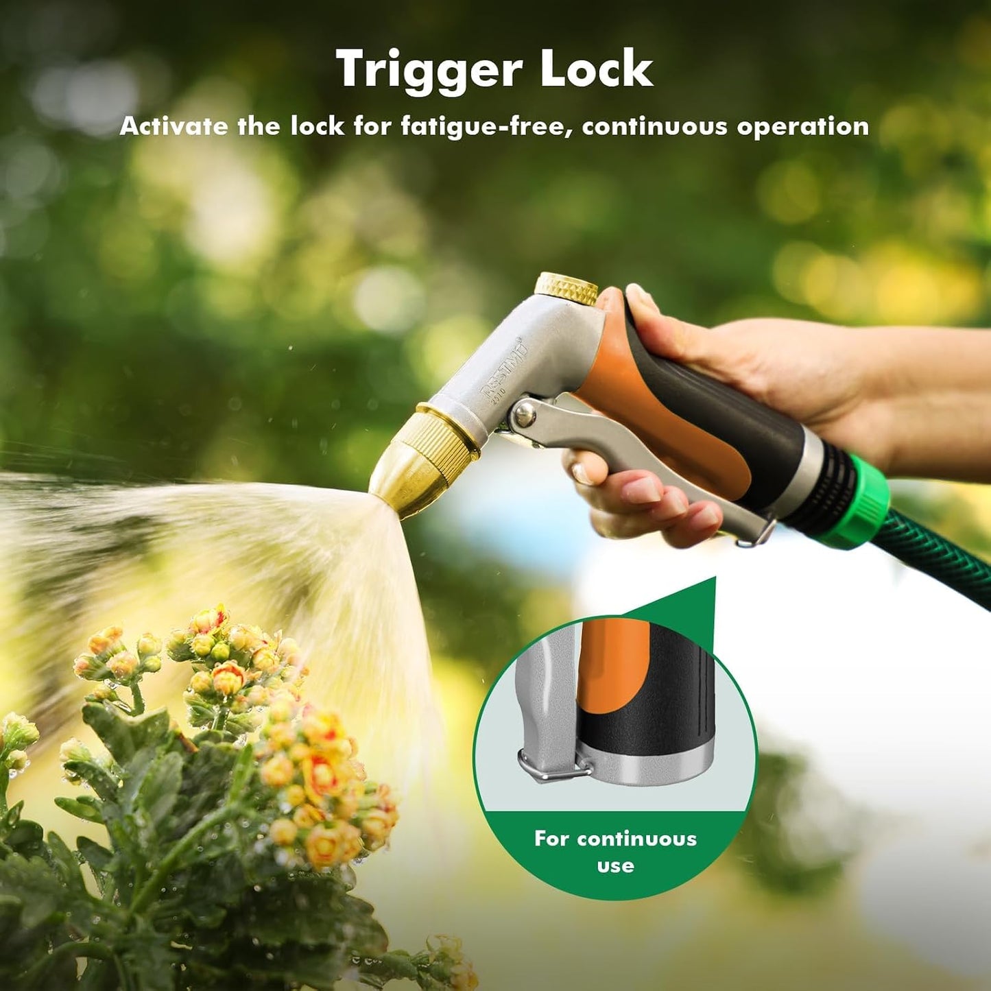 Metal Water Hose Nozzle, High Pressure Garden Sprayer, Green