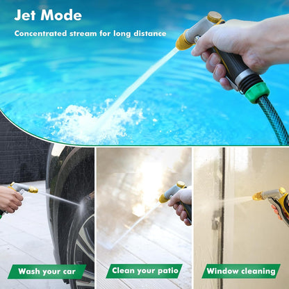 Metal Water Hose Nozzle, High Pressure Garden Sprayer, Green