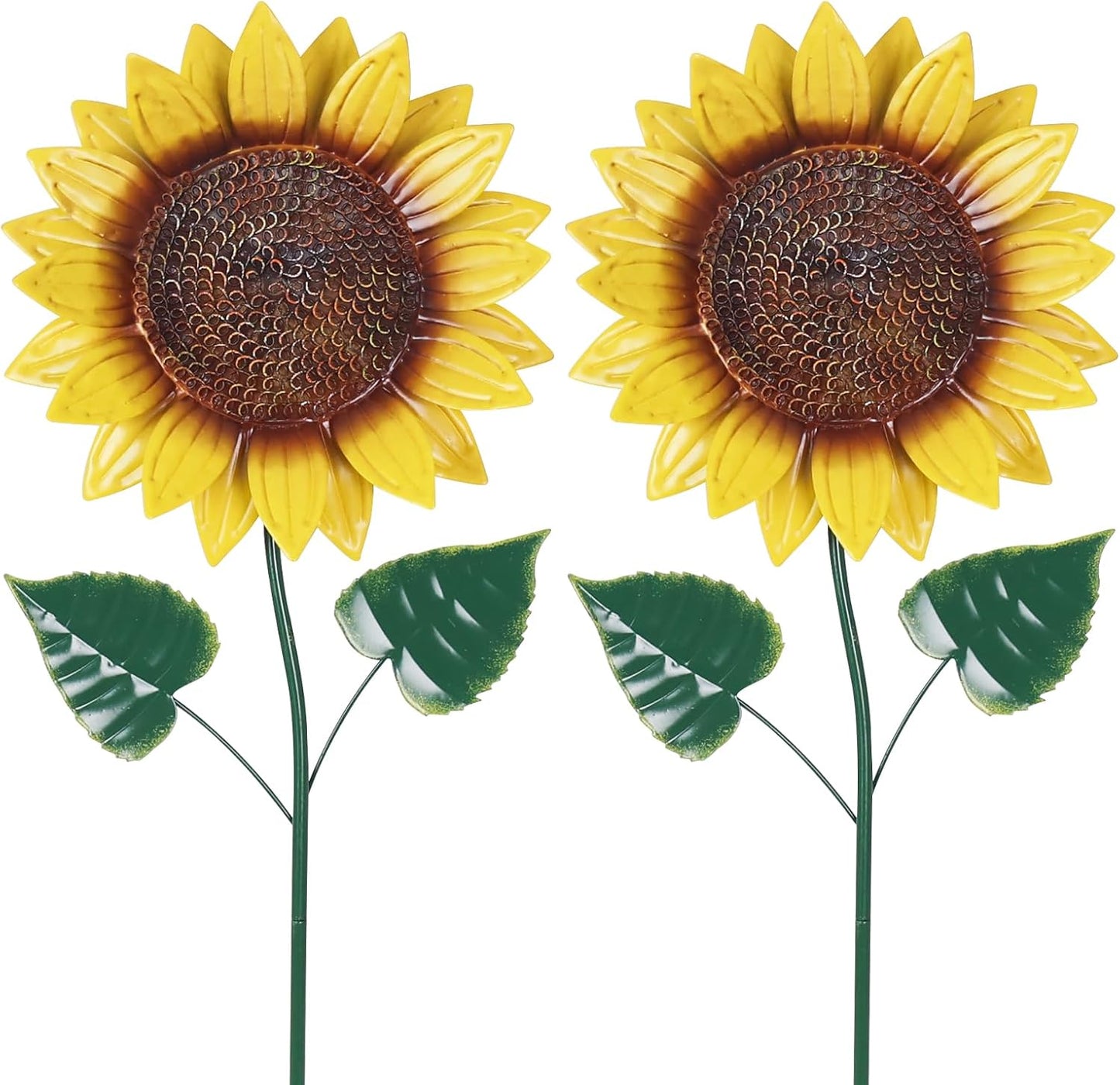 Metal Flower Decorative Garden Stakes, 2 Pack 22" Outdoor Garden Decor with Shaking Flower Head Yard Stakes, Yard Art Spring Decorations for Patio Lawn (Blue & Red)