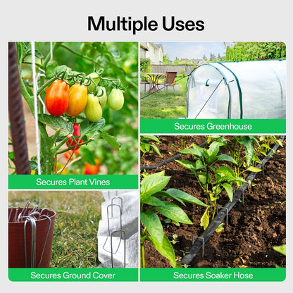 6 Inch 50-Pack Garden Stakes, Galvanized Steel Landscape Stapes 11 Gauge U-Shaped Pins for Weed Barrier Fabric, Ground Cover, Soaker Hose, Irrigation Tubing, Holding Fence