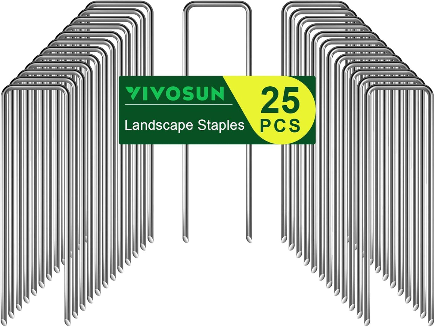 6 Inch 50-Pack Garden Stakes, Galvanized Steel Landscape Stapes 11 Gauge U-Shaped Pins for Weed Barrier Fabric, Ground Cover, Soaker Hose, Irrigation Tubing, Holding Fence