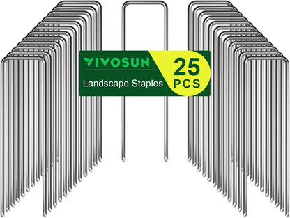 6 Inch 50-Pack Garden Stakes, Galvanized Steel Landscape Stapes 11 Gauge U-Shaped Pins for Weed Barrier Fabric, Ground Cover, Soaker Hose, Irrigation Tubing, Holding Fence