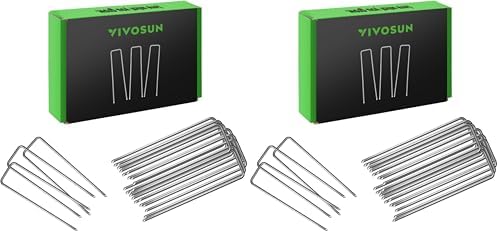6 Inch 50-Pack Garden Stakes, Galvanized Steel Landscape Stapes 11 Gauge U-Shaped Pins for Weed Barrier Fabric, Ground Cover, Soaker Hose, Irrigation Tubing, Holding Fence