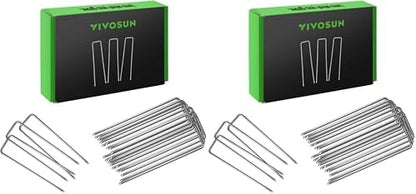6 Inch 50-Pack Garden Stakes, Galvanized Steel Landscape Stapes 11 Gauge U-Shaped Pins for Weed Barrier Fabric, Ground Cover, Soaker Hose, Irrigation Tubing, Holding Fence