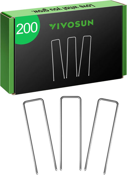 6 Inch 50-Pack Garden Stakes, Galvanized Steel Landscape Stapes 11 Gauge U-Shaped Pins for Weed Barrier Fabric, Ground Cover, Soaker Hose, Irrigation Tubing, Holding Fence