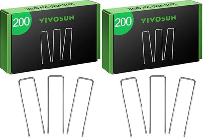 6 Inch 50-Pack Garden Stakes, Galvanized Steel Landscape Stapes 11 Gauge U-Shaped Pins for Weed Barrier Fabric, Ground Cover, Soaker Hose, Irrigation Tubing, Holding Fence