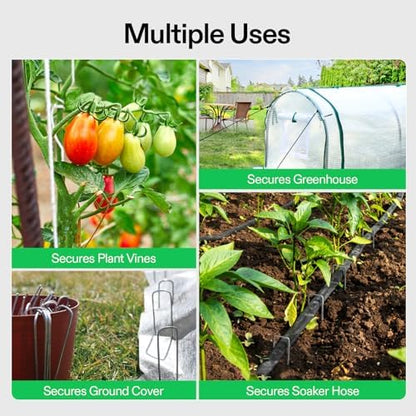 6 Inch 50-Pack Garden Stakes, Galvanized Steel Landscape Stapes 11 Gauge U-Shaped Pins for Weed Barrier Fabric, Ground Cover, Soaker Hose, Irrigation Tubing, Holding Fence